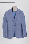 Restore Erkek Açık Lacivert-Gri Likralı Pamuklu Slim Fit Spor Sivri Yaka Blazer Ceket