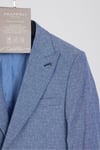 Restore Erkek Açık Lacivert-Gri Likralı Pamuklu Slim Fit Spor Sivri Yaka Blazer Ceket