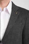 Ribas Erkek Lacivert Likralı Pamuk Karışımlı Ekose Desenli Slim Fit Spor Blazer Ceket