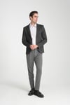 Ribas Erkek Siyah Likralı Pamuk Karışımlı Ekose Desenli Slim Fit Spor Blazer Ceket