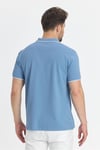 Ricos Erkek Slim Fit Blue %100 Pamuk Çekmeyen Kumaş Yaka Detaylı Polo Yaka Tişört