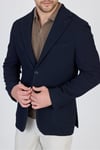 Sandeo Erkek Lacivert Astarsız Soft Diagonel Desenli Esneyen Kumaş Likralı Spor Blazer Ceket