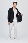 Sandeo Erkek Siyah Astarsız Soft Diagonel Desenli Esneyen Kumaş Likralı Spor Blazer Ceket