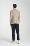 Sanofi Erkek Bej Ekose Slim Fit Mono Yaka Spor Blazer Ceket