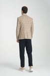 Sanofi Erkek Bej Ekose Slim Fit Mono Yaka Spor Blazer Ceket