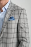 Sanofi Erkek Gri Ekose Slim Fit Mono Yaka Spor Blazer Ceket
