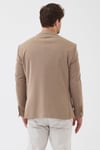 Sarbello Erkek Bej Esnek Poliviskon Kumaşlı Tam Astarlı Slim Fit Mono Yaka Spor Blazer Ceket