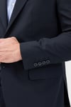 Savin Erkek Lacivert Poliviskon Kumaşlı Mono Yaka Kapak Cepli Yarım Astar Slim Fit 2'li Takım Elbise