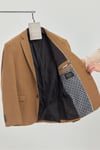 Savue Erkek Camel Pamuk Karışımlı Esneyen Kumaş Slim Fit Blazer Ceket (Büyük Beden - Battal)