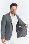 Serardo Erkek Grey Yarım Astarlı Kapak Cepli İlkbahar-Yaz Spor Blazer Ceket