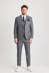 Serardo Erkek Siyah-Gri Karışımlı Slim Fit Ceket Pantolon Yelek Takım Elbise