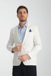 Silva-belarus Erkek Beyaz Poliviskon Kumaş Spor Slim Fit Blazer Ceket