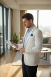 Silva-belarus Erkek Beyaz Poliviskon Kumaş Spor Slim Fit Blazer Ceket