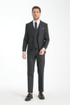 Slim Fit Antrasit Düz Mono Yaka Çift Yırtmaçlı Astarlı Takim Elbise
