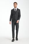 Slim Fit Antrasit Düz Mono Yaka Çift Yırtmaçlı Astarlı Takim Elbise