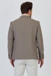 Tadic Erkek Bej Desenli Esneyen Kumaş Slim Fit Kapak Cepli Yarım Astar 4 Mevsim Blazer Ceket