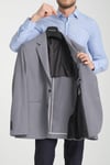 Tadic Erkek Gri Desenli Esneyen Kumaş Slim Fit Torba Cepli Yarım Astar 4 Mevsim Blazer Ceket