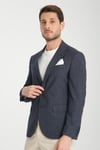 Tadic Erkek K.lacivert Desenli Esneyen Kumaş Slim Fit Kapak Cepli Yarım Astar 4 Mevsim Blazer Ceket