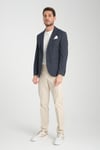 Tadic Erkek K.lacivert Desenli Esneyen Kumaş Slim Fit Kapak Cepli Yarım Astar 4 Mevsim Blazer Ceket
