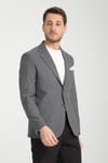 Tadic Erkek Koyu Gri Desenli Esneyen Kumaş Slim Fit Torba Cepli Yarım Astar 4 Mevsim Blazer Ceket