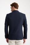 Tommas Erkek Lacivert Yarım Astar Torba Cep Likralı Gofre Kumaşlı Spor Blazer Ceket