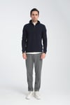 Unisex Regular Fit Pamuklu Petek Örgülü Yarım Fermuarlı Dik Yaka Sweatshirt