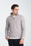 Unisex Regular Fit Pamuklu Petek Örgülü Yarım Fermuarlı Dik Yaka Sweatshirt