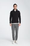 Unisex Regular Fit Pamuklu Petek Örgülü Yarım Fermuarlı Dik Yaka Sweatshirt