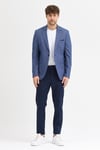 Valdo Erkek Açık Lacivert Poliviskon Kumaşlı Mono Yaka Slim Fit Spor Blazer Ceket