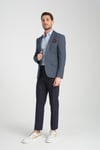 Valufe Erkek Lacivert Likralı Esnek Kumaş Slim Fit Dar Kesim Blazer Ceket