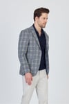 Vegas Erkek Gri-Mavi Ekose Polyester Kumaşlı Spor Blazer Ceket