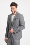 Venüs Erkek Gri 4 Mevsim Rahat Kumaş Slim Fit Yarım Astarlı Spor Blazer Ceket