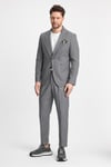 Venüs Erkek Gri 4 Mevsim Rahat Kumaş Slim Fit Yarım Astar Ceketi 2'li Takım Elbise