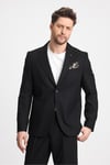 Venüs Erkek Siyah 4 Mevsim Rahat Kumaş Slim Fit Yarım Astar Ceketi 2'li Takım Elbise