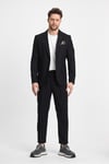Venüs Erkek Siyah 4 Mevsim Rahat Kumaş Slim Fit Yarım Astar Ceketi 2'li Takım Elbise
