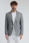 Victor Erkek Siyah-Gri Pamuk Karışımlı Yarım Astarlı Kapak Cepli Mono Yaka Spor Blazer Ceket