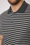 Violes Erkek Çizgili Slim Fit %100 Pamuk Antrasit Polo Yaka Tişört