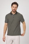 Violes Erkek Çizgili Slim Fit %100 Pamuk Haki Polo Yaka Tişört