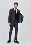 Vitale Erkek Antrasit Poliviskon Kumaşlı Ceket+Pantolon+Yelekli Slim Fit Takim Elbise