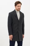 Vivaldo Erkek Haki-Lacivert Kendinden Desenli Ceket Yaka Slim Fit Kaşe Kaban