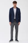 Voler Erkek Lacivert Esneyen Poliviskon Kumaşlı Tam Astarlı Slim Fit Mono Yaka Spor Blazer Ceket