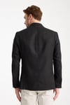 Volix Erkek Siyah Yarım Astar Torba Cep %100 Keten Kumaşlı Spor Blazer Ceket