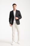 Volix Erkek Siyah Yarım Astar Torba Cep %100 Keten Kumaşlı Spor Blazer Ceket