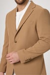 Waffle Erkek Camel Waffle Desen Pamuk Karışımlı Likralı Esnek Kumaş Dört Mevsim Blazer Ceket