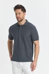 Walfer Erkek Antrasit Likralı Pamuk Karışımlı Yaka Detaylı Slim Fit Kıvrılmaz Polo Yaka T-Shirt
