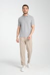 Walfer Erkek Gri %100 Pamuk Waffle Çekmeyen Kumaş Slim Fit Kıvrılmaz Polo Yaka Tişört