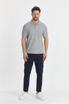Walfer Erkek Gri Likralı Pamuk Karışımlı Yaka Detaylı Slim Fit Kıvrılmaz Polo Yaka T-Shirt