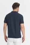 Walfer Erkek Lacivert Likralı Pamuk Karışımlı Yaka Detaylı Slim Fit Kıvrılmaz Polo Yaka T-Shirt