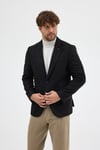 Wesley Erkek Siyah İtalyan Çizgili Kaşe Kumaşlı Yarım Astar Torba Cepli Mono Yaka Spor Blazer Ceket