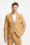 Wilson Erkek Camel Pamuk Karışımlı Serin Tutan Yazlık Kumaş Slim Fit Yarım Astarlı Spor Blazer Ceket